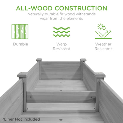 Best Choice Products 72x24x30in Raised Garden Bed, Elevated Wood Planter Box for Patio w/Divider Panel - Gray