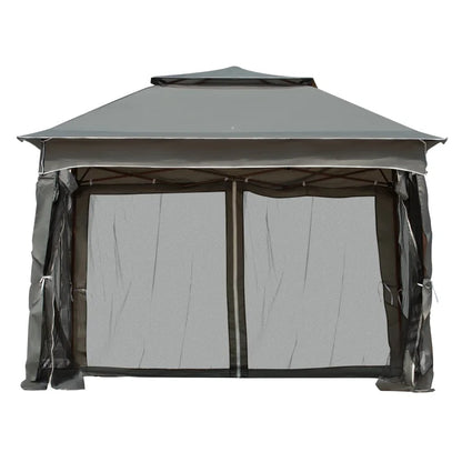 Outsunny 11' x 11' Pop Up Canopy, Outdoor Patio Gazebo Shelter with Removable Zipper Netting, Instant Event Tent w/114 Square Feet of Shade and Carry Bag for Backyard, Garden, Dark Gray On-Site