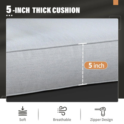 CozyHom 5 Pcs Outdoor Patio Aluminum Furniture Sofa Sets, Outside Patio Conversation Couch Sets With Table& Cushions for Garden Porch, Gray