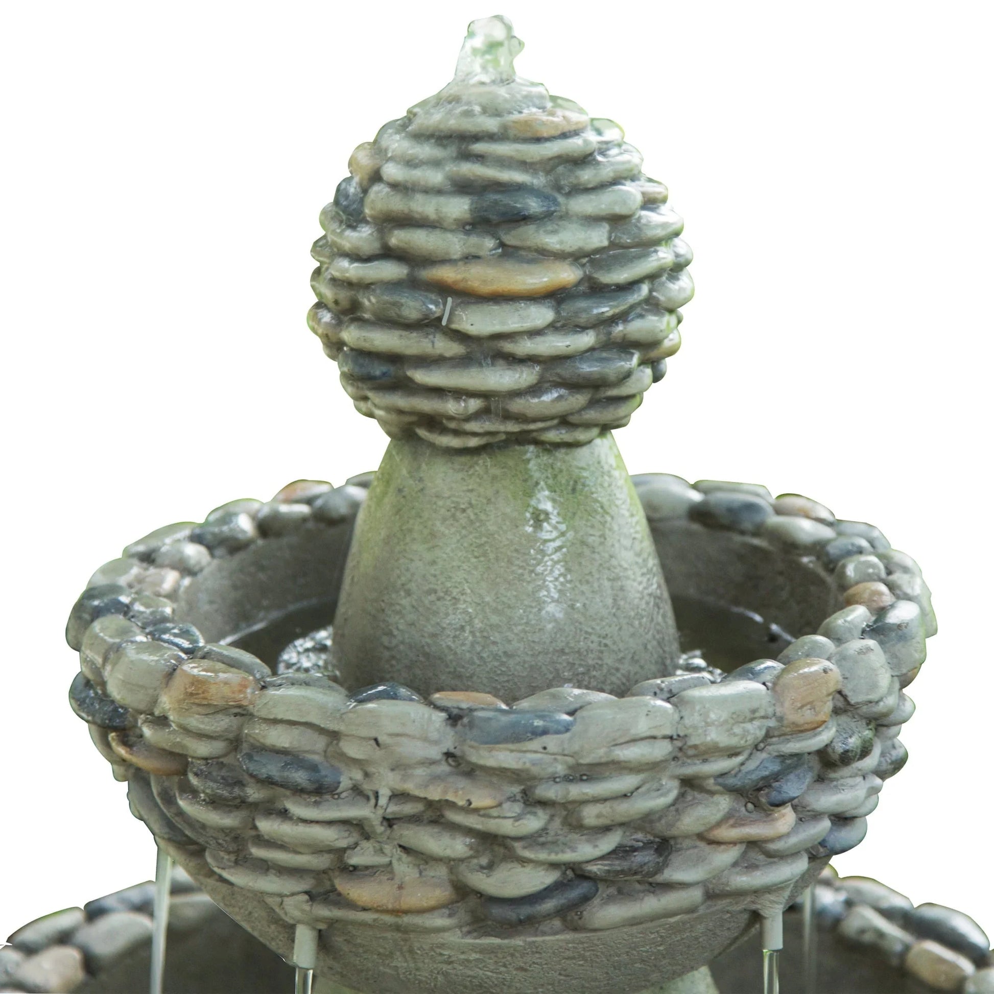 Teamson Home Patios Stone-Look 3-Tier Pedestal Floor Fountain, Gray