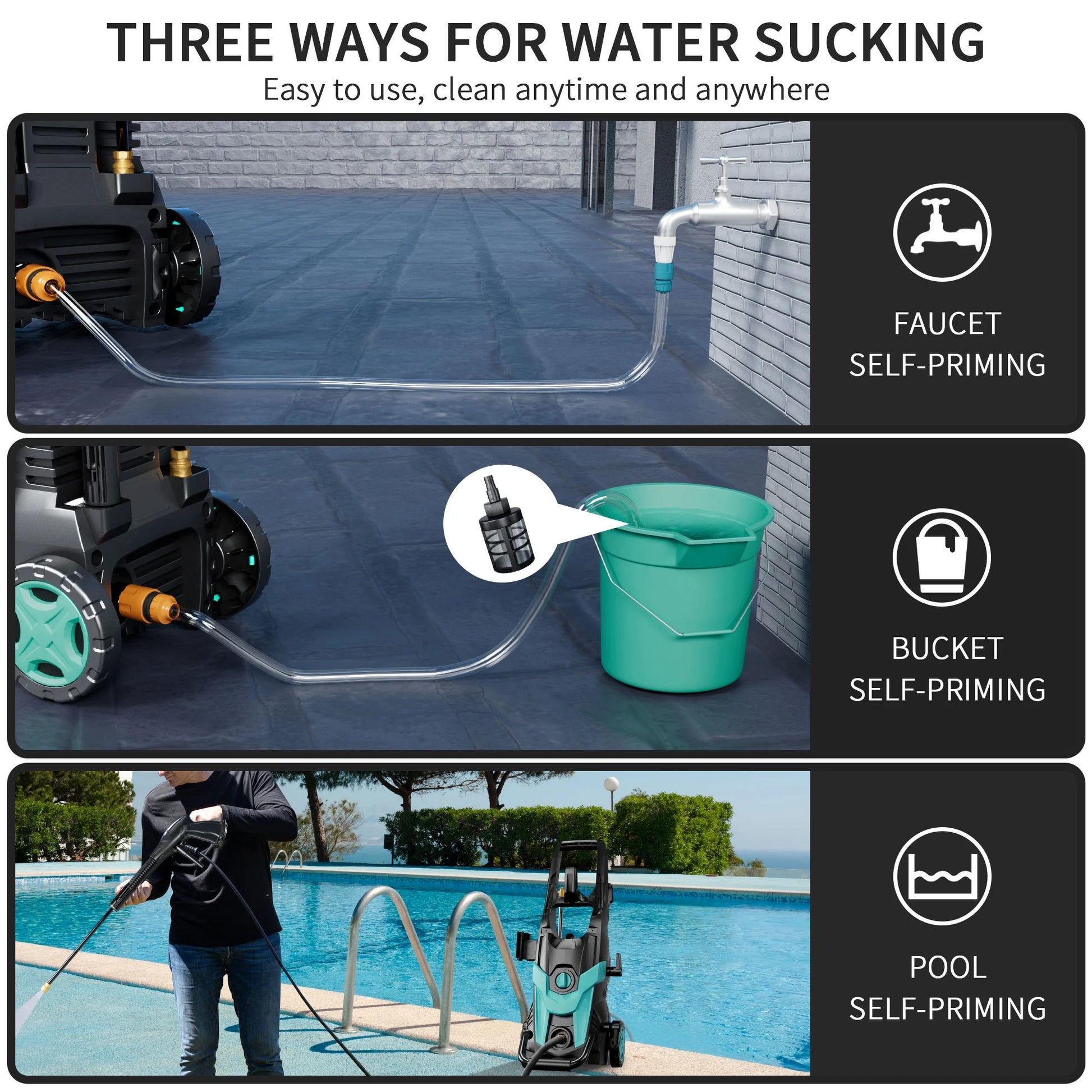 FOTING Electric Pressure Washer 4300 PSI 2.8 GPM, 2024 23ft Hose 35ft Power Cord,Upgraded Power Washer with 6ft Inlet, 4 Nozzle and Detergent Tank for Cars, Fences, Patio