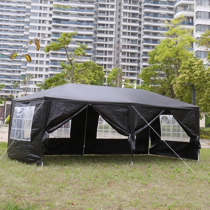 Fithood 10'x20' Outdoor Party Tent with 6 Removable Sidewalls, Waterproof Canopy Patio Wedding Gazebo, Black