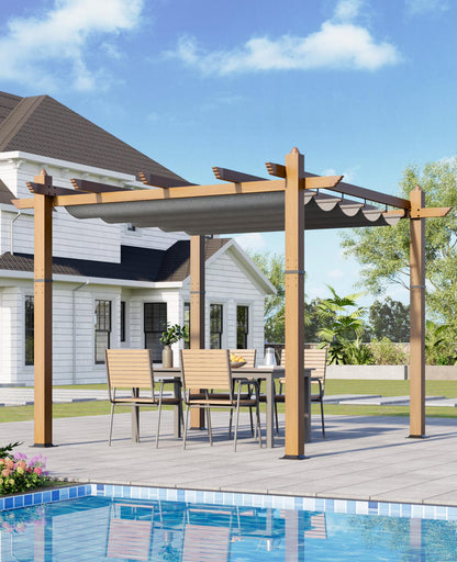 Huisuilinss Retractable Pergola,Aluminum Pergola,Outdoor Pergola,Metal Patio Pergola With Adjustable Canopy,Reinforced Frame Sun Shade Shelter For Backyard Porch Lawn Deck Garden