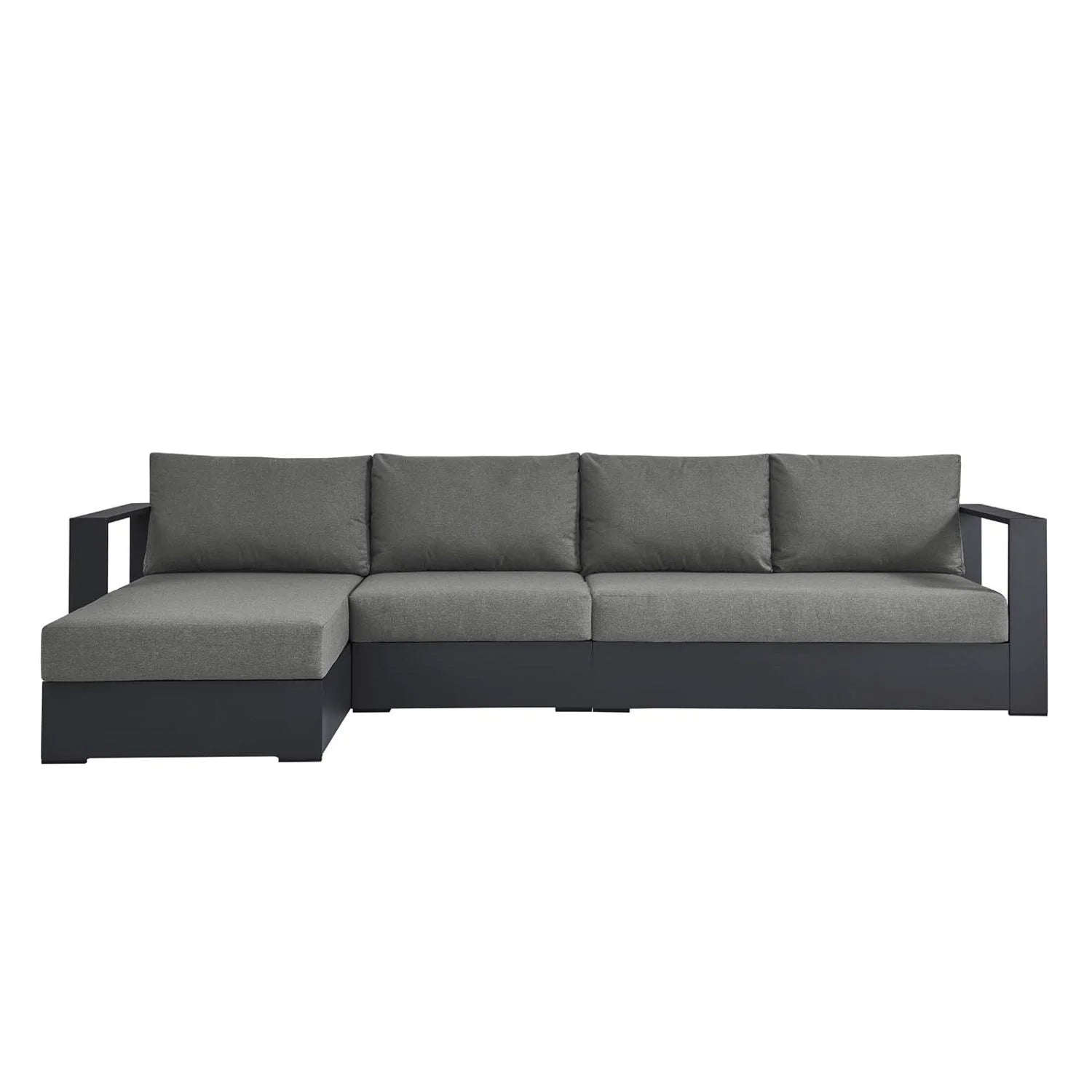Modular Lounge Sectional Sofa Set, Grey Gray, Aluminum Metal, Outdoor Patio Balcony Cafe Bistro Garden Hospitality Restaurant, Modern Contemporary HB36639
