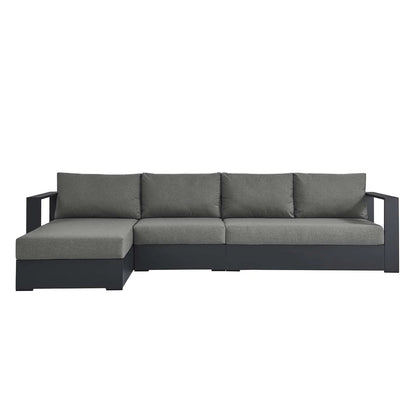 Modular Lounge Sectional Sofa Set, Grey Gray, Aluminum Metal, Outdoor Patio Balcony Cafe Bistro Garden Hospitality Restaurant, Modern Contemporary HB36639