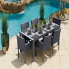 Milan 3-Piece Aluminum Outdoor Patio Furniture Chaise Lounge Chair Set in Charcoal w/Two Chaise Lounge Chairs and Side Table