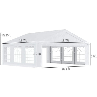 Demi Bonn 20 x 20 ft Party Tent, Wedding Tent, Outdoor Heavy Duty Canopy with Sidewalls, Patio Gazebo Pavilion Shelter Canopies for Event, White