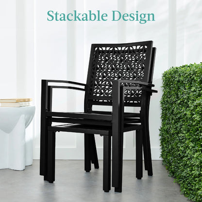 Best Choice Products 3-Piece Stackable Steel Outdoor Conversation Bistro Set, Patio Chat Furniture w/2 Chairs, Table- Black