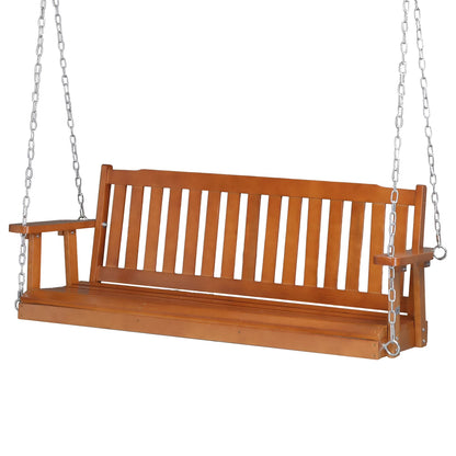 VINGLI Heavy Duty 880 LBS 4 FT Patio Wooden Porch Swing with Upgraded Adjustable Chains, Rustic