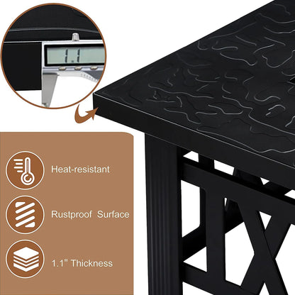 VECELO 30" Square Propane Fire Pit Table, 50,000 BTU Gas Fire Square Fireplace with Lid and Lava Rock for Outdoor, Patio, Backyard, Party, Black