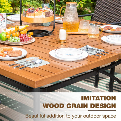 Sophia & William Metal 60" x 60" Patio Outdoor Square Dining Table for 8, Teak Color
