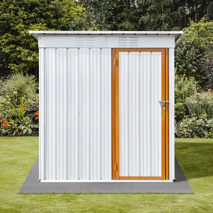 SYNGAR Storage Sheds 5 x 3 ft, Outdoor Storage Cabinet with Lockable Door Sloped Roof, Outdoor Storage Box Waterproof UV Proof for Patio Garden, Metal Tool Shed, White