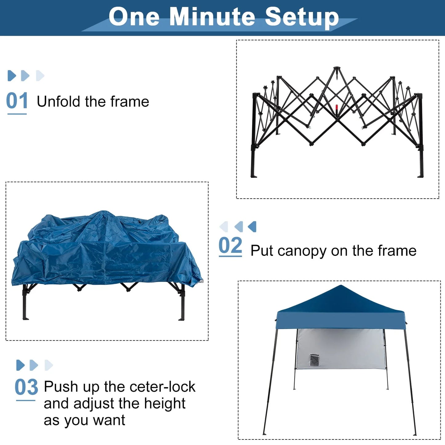 Winado Pop Up 6x6ft Leg Tube Patio Tent Folding Gazebo Backyard Canopy