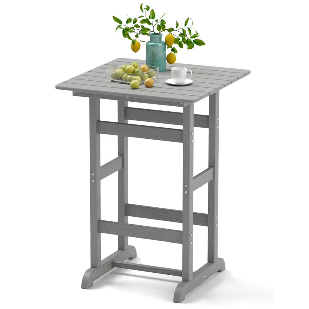 GVN Outdoor Eating Tables,Patio Table,30 Inch Square Bar Table Dining Table with Slatted Tabletop for Poolside-Navy