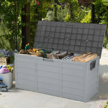 Seizeen 75 Gallon Resin Deck Box on Wheels, Patio Large Storage Cabinet, Outdoor Waterproof Storage Chest, Storage Container for Outside Furniture Cushions, Garden Tools, Kids' Toys, Gray, D7232