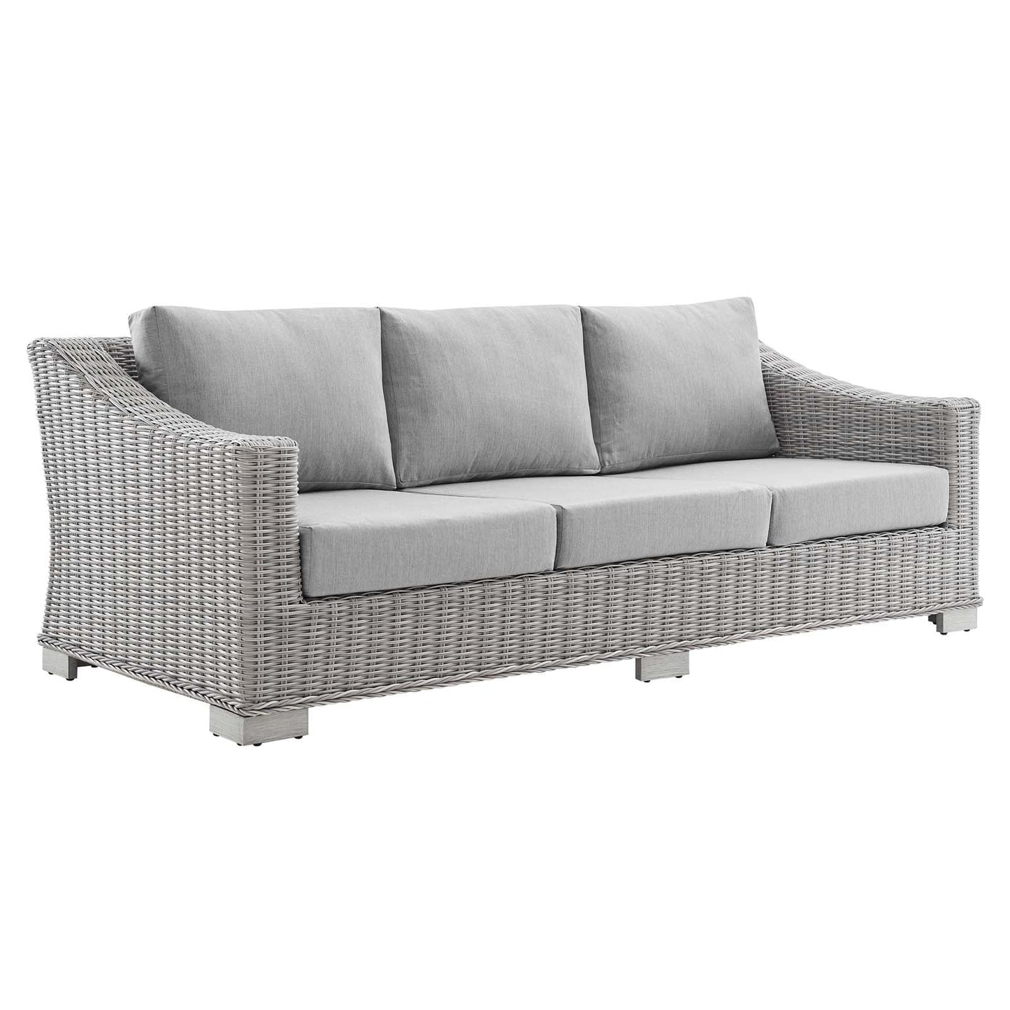 Modway Conway Sunbrella® Outdoor Patio Wicker Rattan 5-Piece Furniture Set in Light Gray Gray