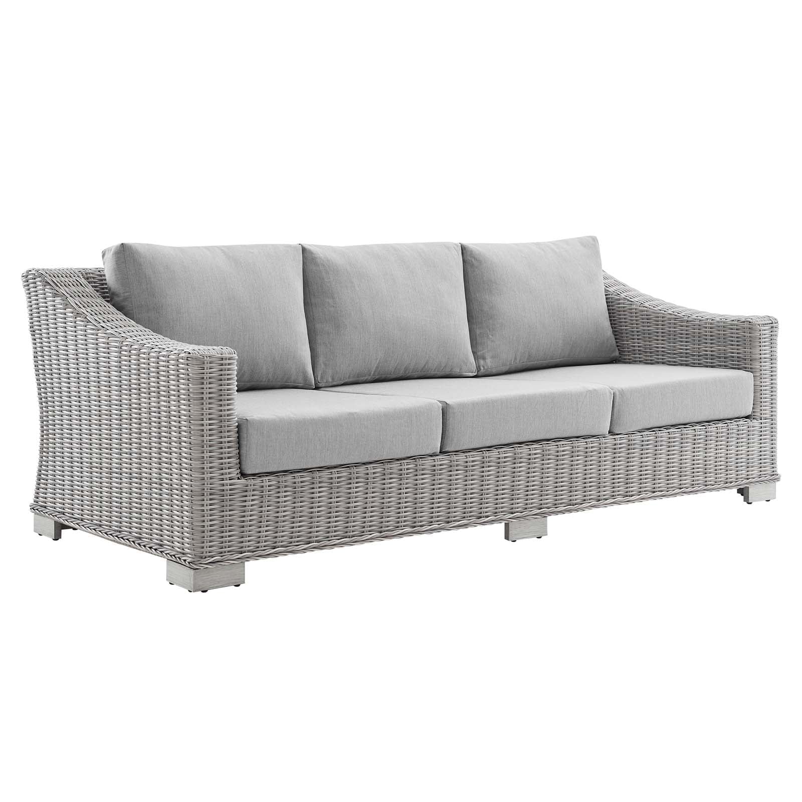 Modway Conway Sunbrella® Outdoor Patio Wicker Rattan 5-Piece Furniture Set in Light Gray Gray
