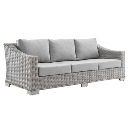 Modway Conway Sunbrella® Outdoor Patio Wicker Rattan 5-Piece Furniture Set in Light Gray Gray