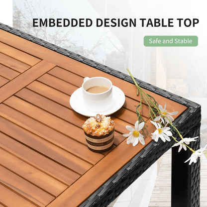 Lacoo 5pcs Outdoor Patio Dining Set,Curved Wood Armrest Chairs with Cushions