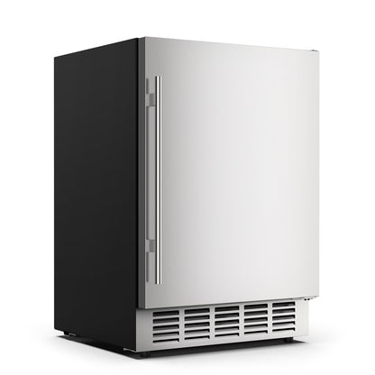 QAUSOU 24 Inch Under Counter Double Drawer Fridge, Weather Proof Stainless Steel Outdoor Beverage Refrigerator for Patio