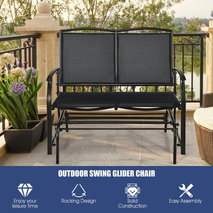 Costway Patio Glider Rocking Bench Double 2 Person Chair Loveseat Garden Black