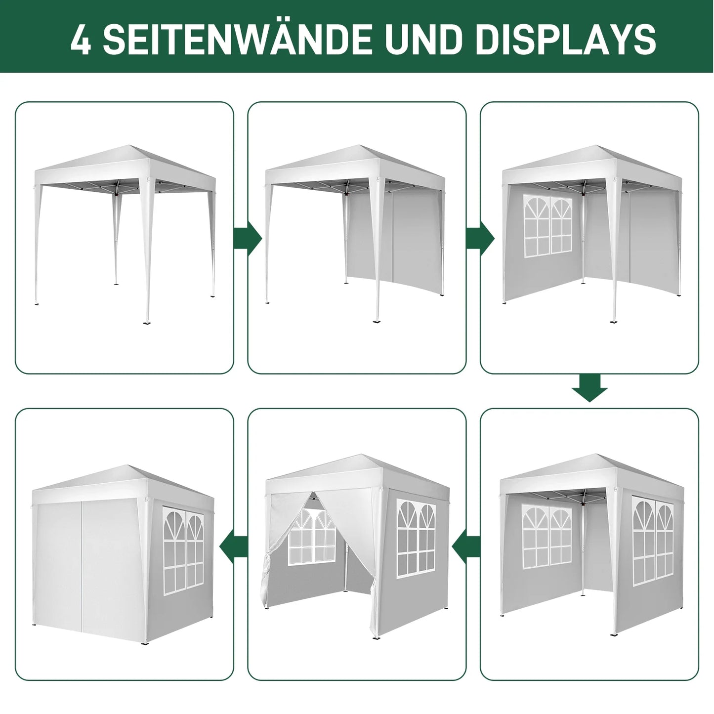 6.5x6.5ft Pop Up Canopy Tent - Instant White Gazebo w/4 Sidewalls, UPF 50+ & Carry Bag, 42 sq ft Shade for Camping/Patio (200x200cm)