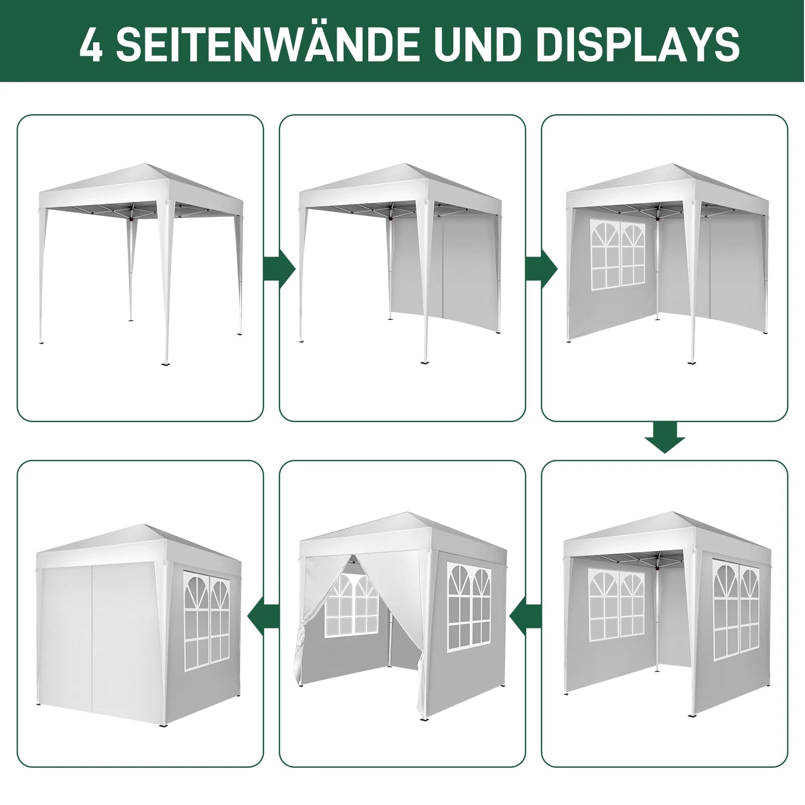 6.5x6.5ft Pop Up Canopy Tent - Instant White Gazebo w/4 Sidewalls, UPF 50+ & Carry Bag, 42 sq ft Shade for Camping/Patio (200x200cm)