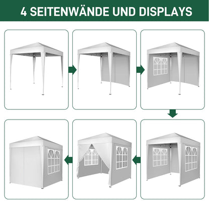 6.5x6.5ft Pop Up Canopy Tent - Instant White Gazebo w/4 Sidewalls, UPF 50+ & Carry Bag, 42 sq ft Shade for Camping/Patio (200x200cm)