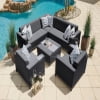 Milan 3-Piece Aluminum Outdoor Patio Furniture Chaise Lounge Chair Set in Charcoal w/Two Chaise Lounge Chairs and Side Table