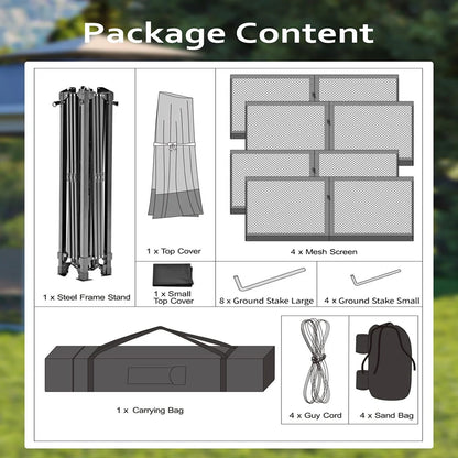 Ataucjin 13x13 Gazebo, Outdoor Canopy Tent with Mosquito Net, Height Adjustable Canopy Gazebo, Large Shade Tent for Camping, Lawn, Backyard, Garden, Patio