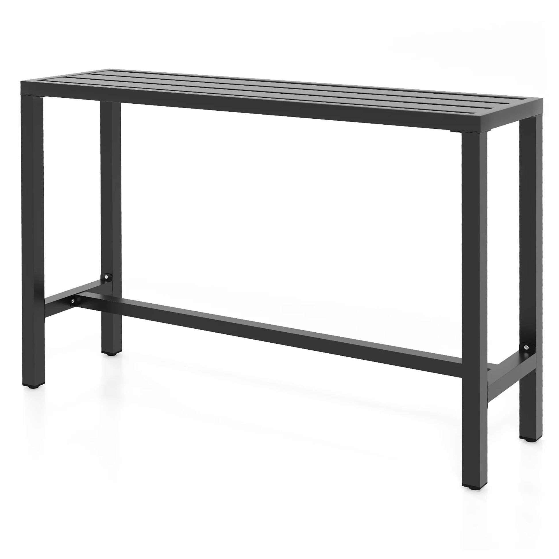 Costway Outdoor Metal Bar Table 55'' Patio Rectangular Counter Height Dining Table Black