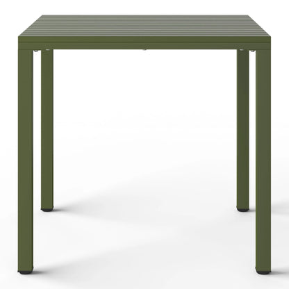 WestinTrends Playa 5-Piece Outdoor Metal Frame Dining Table Patio Set with Stackable Patio Dining Chairs, Olive Green