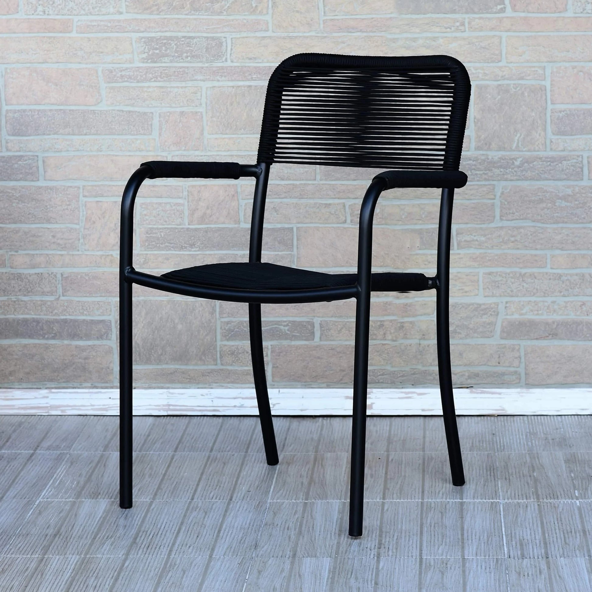Amazonia Curry 2pc or 4pc Aluminum & Rope Outdoor Patio Dining Chairs Grey