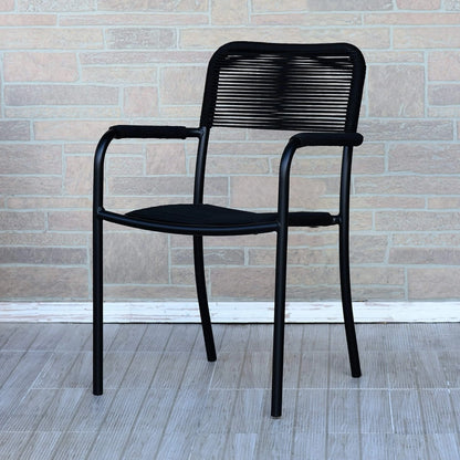 Amazonia Curry 2pc or 4pc Aluminum & Rope Outdoor Patio Dining Chairs Grey