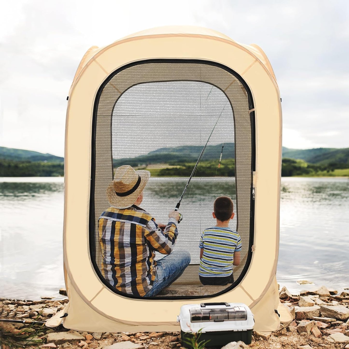 Slsy Screen House Tent Pop-Up, Portable Screen Room Canopy Instant Screen Tent Outdoor Camping Tent with Carry Bag for Patio, Backyard, Deck & Outdoor Activities