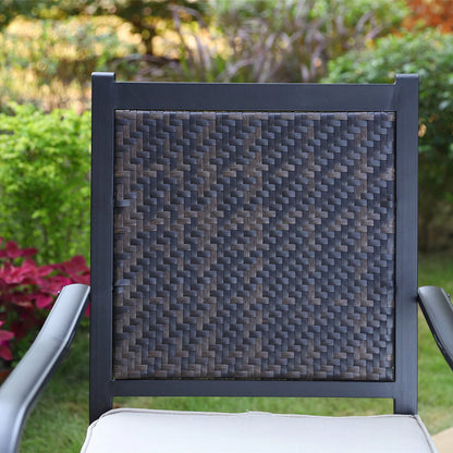 MF Studio 7 Pieces Outdoor Patio Dinning Set Cushioned Rattan Wicker Chairs with Extendable Table