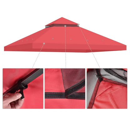 10x10 Ft 2-Tier Canopy Top Replacement for Petpvilit Gazebo Outdoor Yard Garden Patio Cover Red