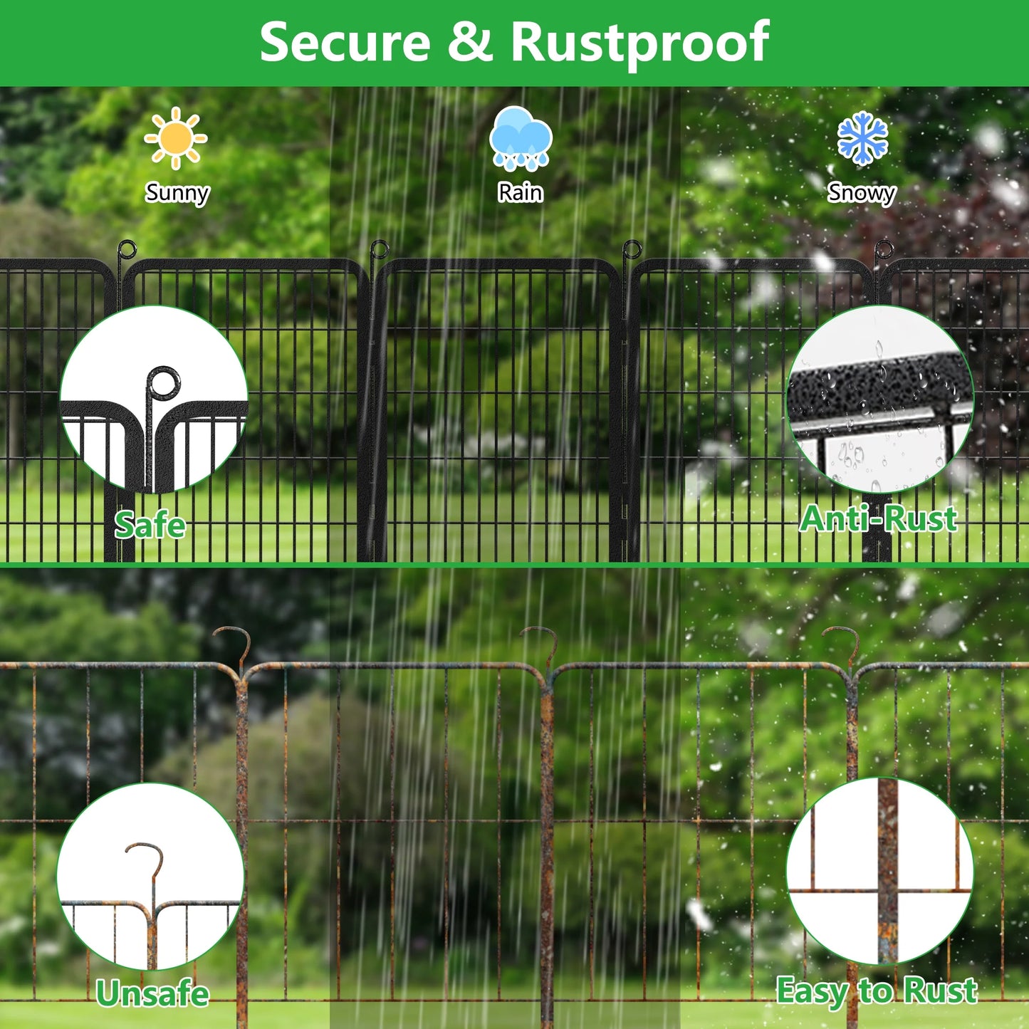 Garden Fence with Gate Fencing No Dig Fence Panels 30ft(L)32in(H) for Yard Animal Barrier Decorative Garden Fencing for Backyard Patio Garden Fences and Borders for Dogs