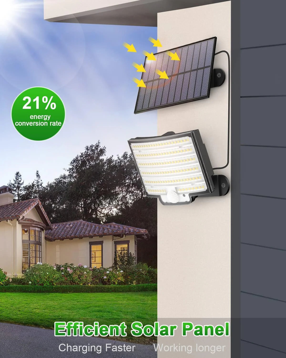 SZRSTH Solar Outdoor Lights - LED Motion Sensor Light with Remote Waterproof Security Flood Light for Patio Garage Porch Yard, 1 Pack