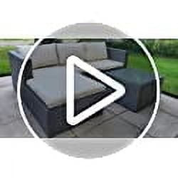 5Pcs Patio Conversation Set, Outdoor Rattan Sectional Sofa, Beige