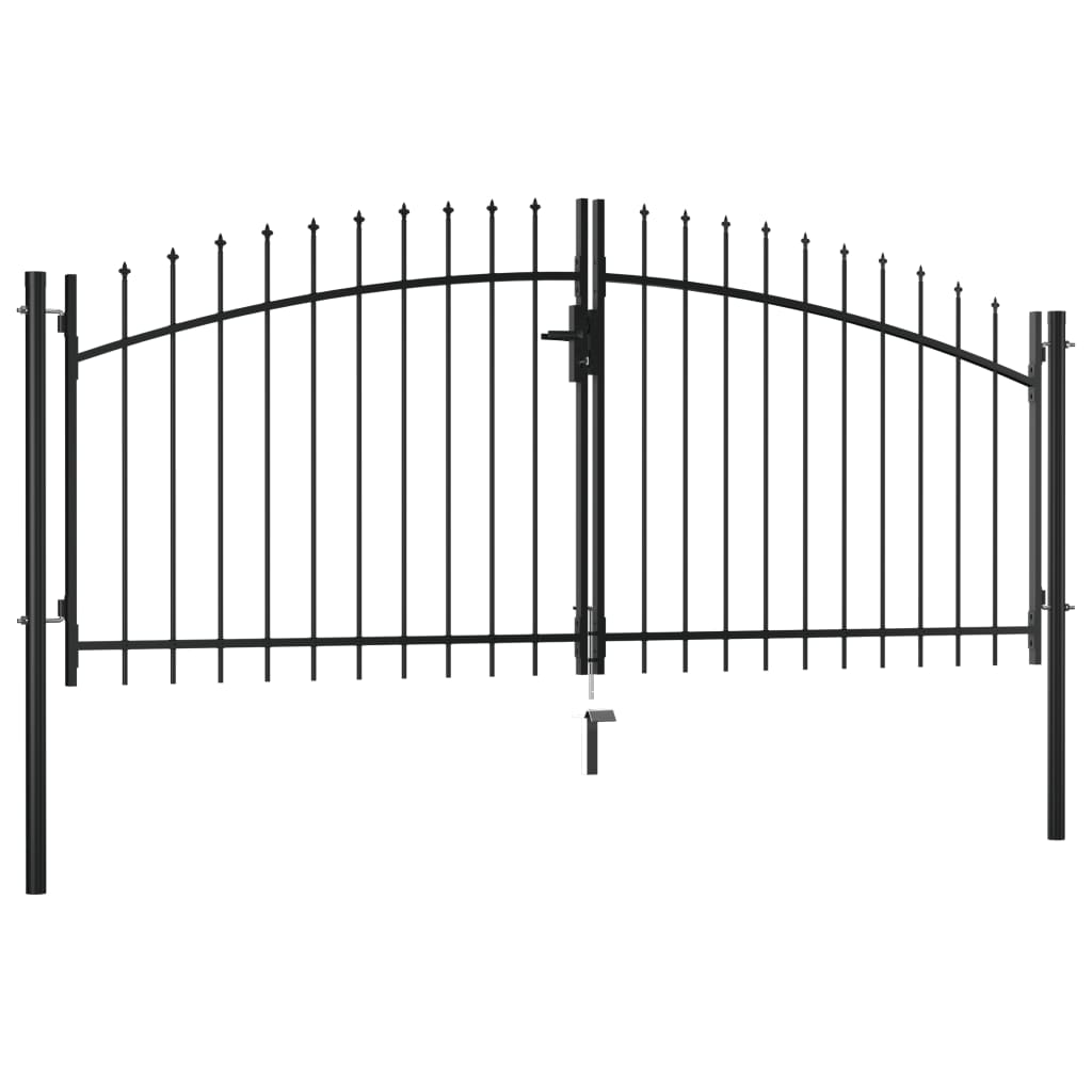 VidaXL Multi Sizes Double Door Fence Gate with Spear Top Outdoor Patio Barrier