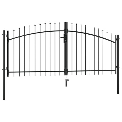 VidaXL Multi Sizes Double Door Fence Gate with Spear Top Outdoor Patio Barrier