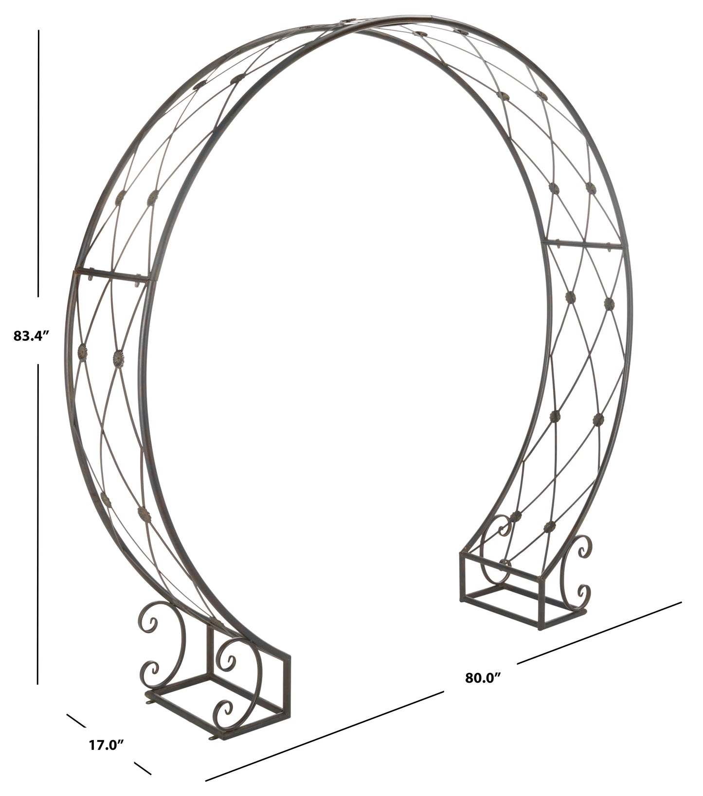 SAFAVIEH Mizell Outdoor Patio Moon Gateway, Antique Black