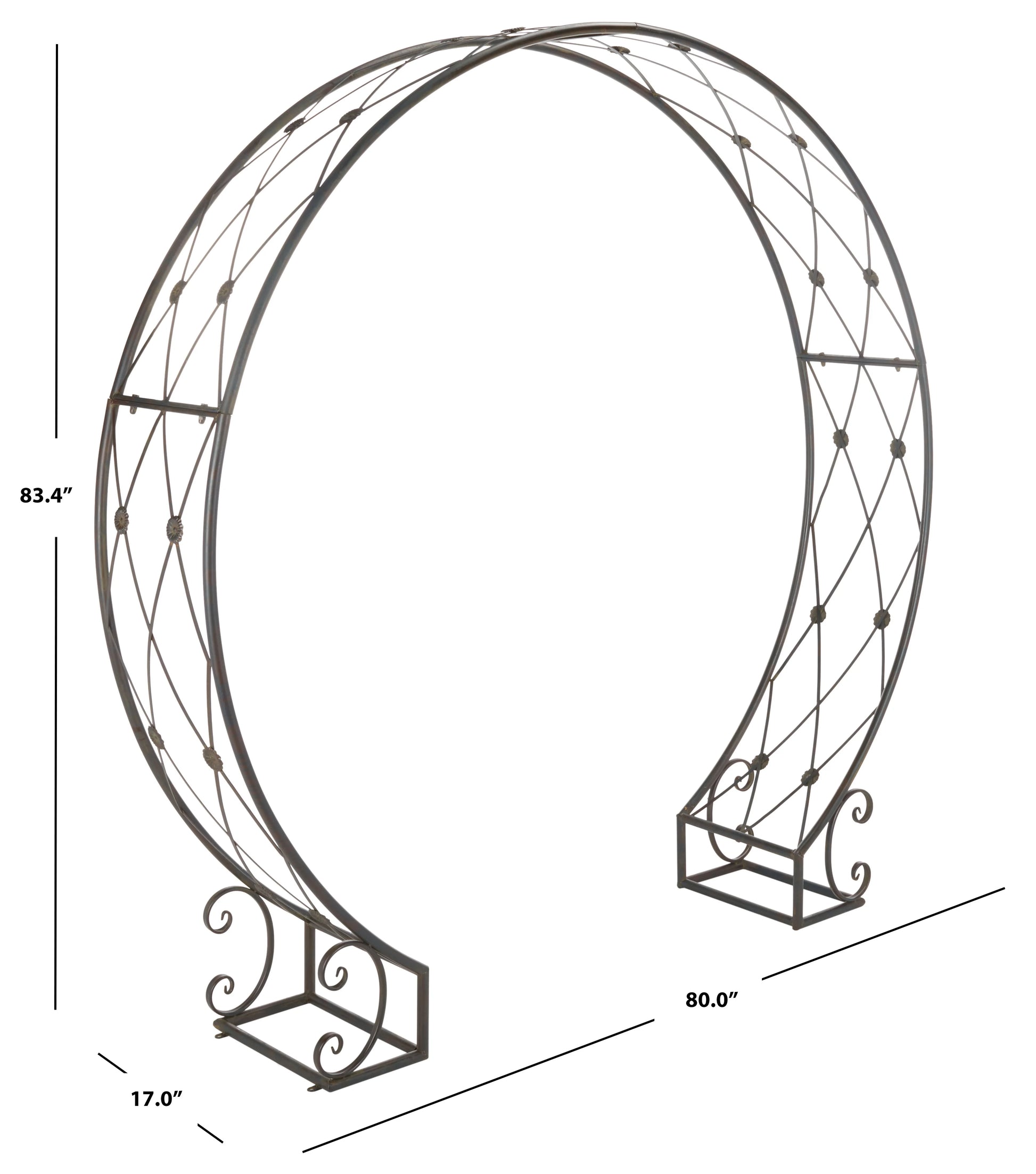 SAFAVIEH Mizell Outdoor Patio Moon Gateway, Antique Black