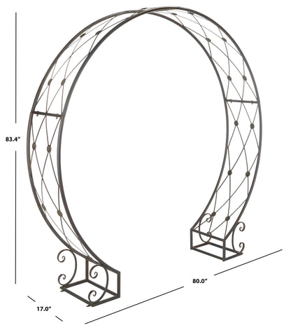 SAFAVIEH Mizell Outdoor Patio Moon Gateway, Antique Black