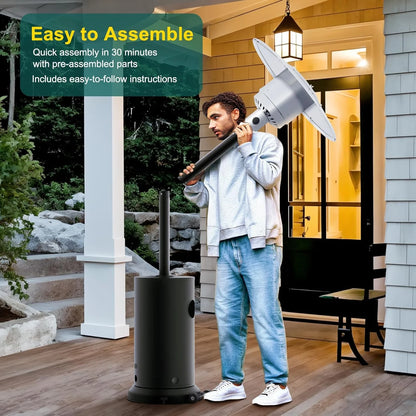 48,000 BTU Patio Heater for Outdoor Use,Stainless Steel Burner with Wheels,Heat Lamp,Outdoor Patio Heater for Home and Commercial
