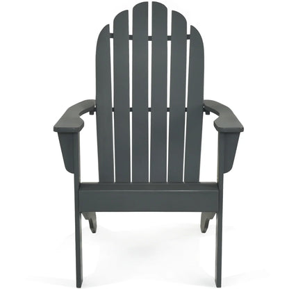Costway Outdoor Adirondack Chair Accent Chair Solid Wood sturdy Patio Garden Deck Furniture Gray