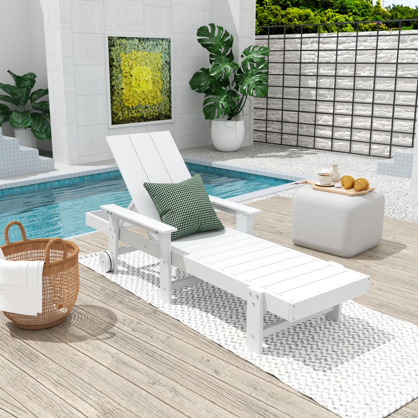 WestinTrends Shoreside Poly Reclining Chaise Lounge for Outdoor, Patio, Garden, Orange