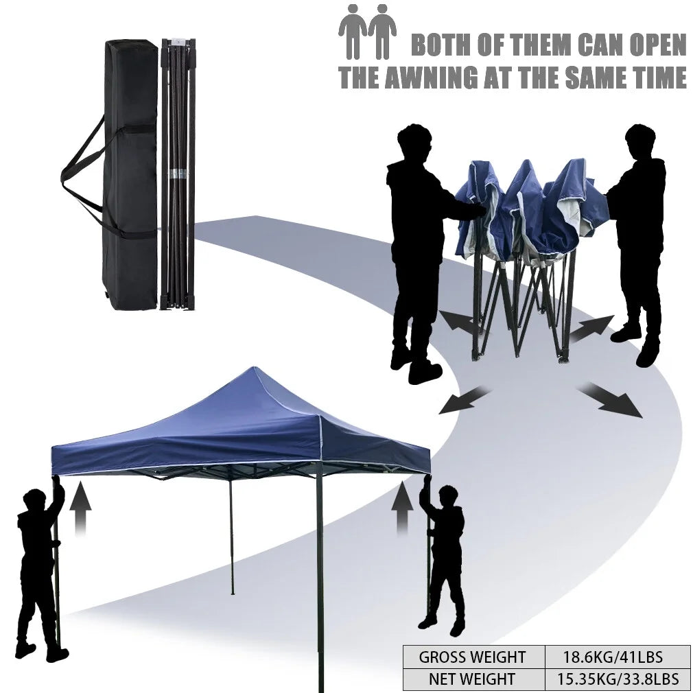 CL.HPAHKL 10' x 10' Outdoor Pop Up Canopy Tent with Wheeled Bag, Outdoor Shade Tent for Party One Push Patio Tent Canopy Instant Slant Leg Conopy for Backyard Outdoor Patio and Lawn