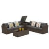Superjoe 2 Pcs Outdoor Patio Furniture Garden Loveseat Wicker Couch,Gray